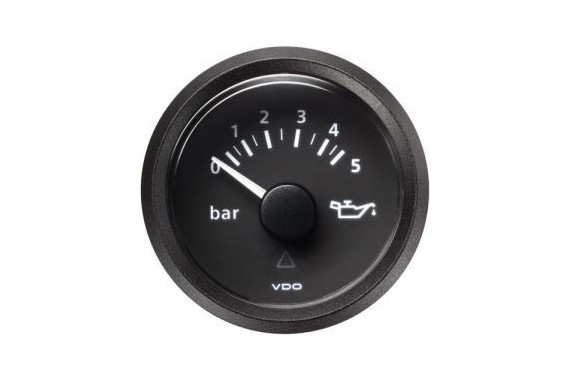 Manometre de pression d'huile VDO 0-10 bars 52mm fond noir